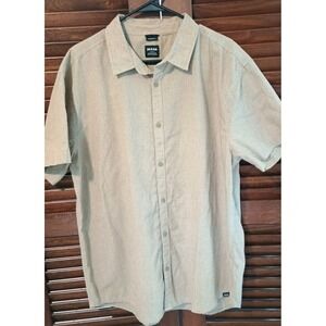 Prana Mens Size XL Standard Fit Button Up Short Sleeve Shirt in Sandbar